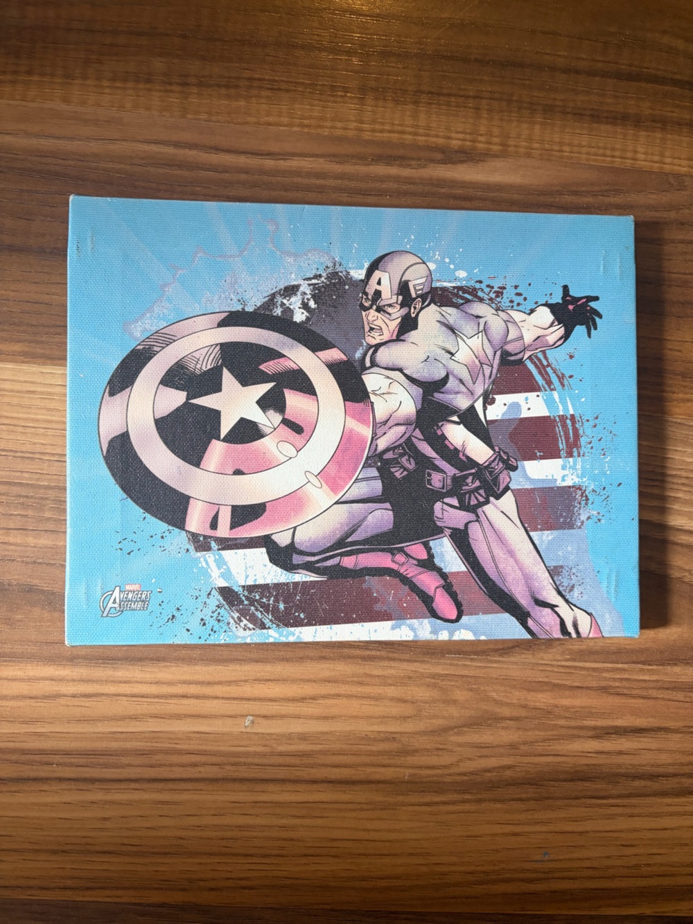 Marvel Captain America Pop Art Print in Blue and Pink
